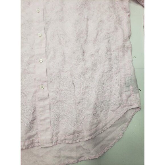 Robert Graham Mens Pink Linen Embroidered Long Sleeve Button Down Shirt Size XL - Picture 9 of 16